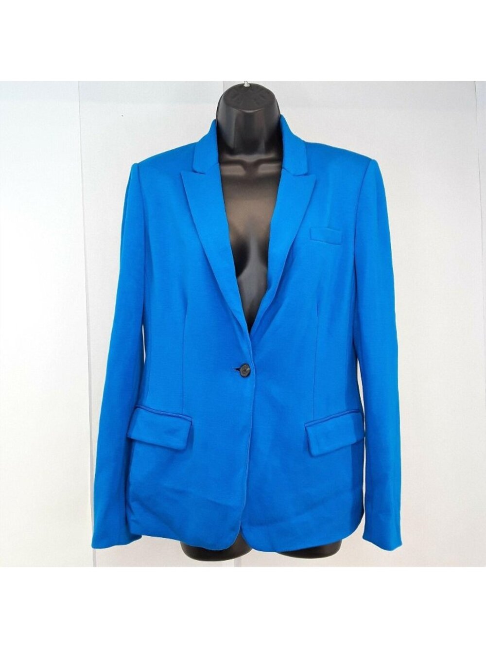 Vince Camuto Knit Blue Blazer Womens Size 10 Machine Washable 1 Button Jacket
